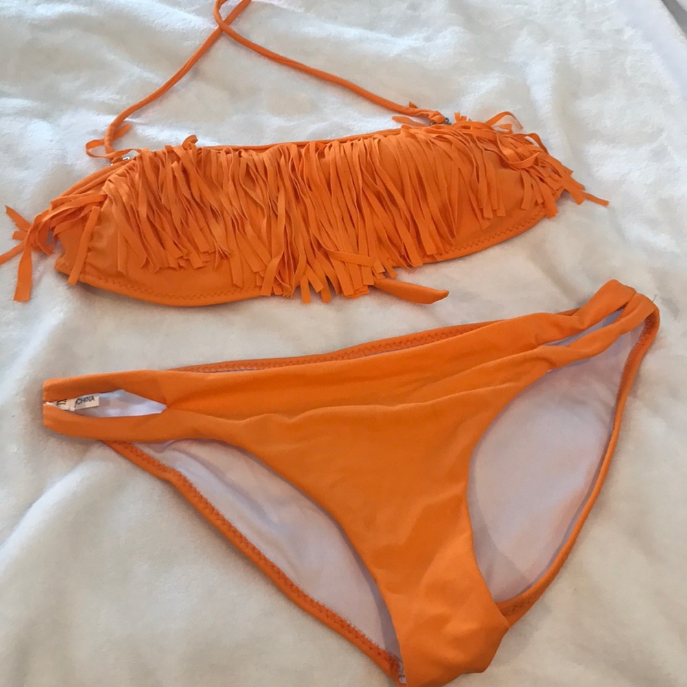 Orange fringe bikini